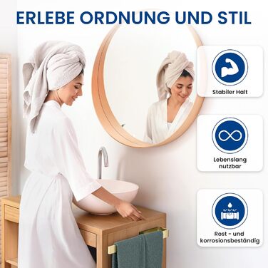 Настінна полиця для рушників rtmr, з кріпленням для свердління, преміум-якість, з алюмінію, 38 см, для ванної кімнати та гостьового туалету