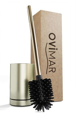 Набір для чищення унітазу з нержавіючої сталі | Силіконова щітка | З вентиляцією | Без кріплення | Замінний насадок | Знімний піддон | Унітазна щітка без монтажу (Золотий)