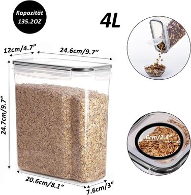 Набори контейнерів для зберігання Caliyo з кришкою, герметичні, для кухні, 4 шт.