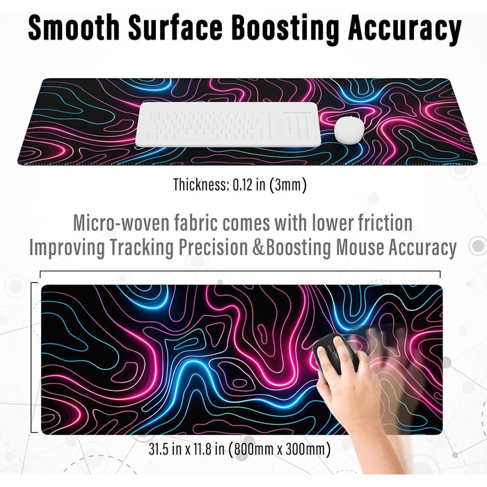 Ігрова мишка Pad Ovenbird з картою, великий XL, 80 x 30 см, чорний