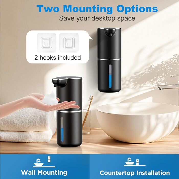 Автоматичний дозатор мила на батарейці з сенсором, USB-зарядка, 4 рівня регулювання, для кухні, ванної, школи. Підходить для рідкого та пінного мила. Білий колір.