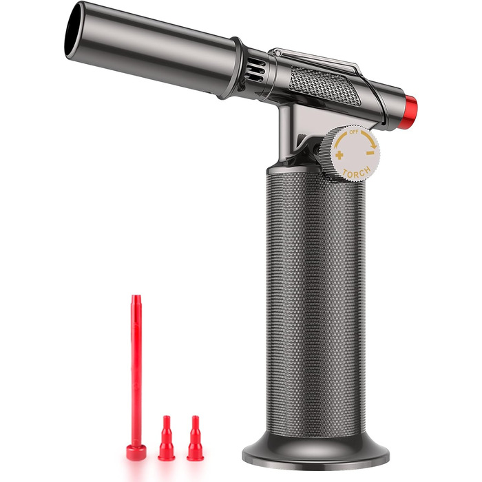 Професійний пальник Sondiko SW-801 Pro: наповнюваний металевий газовий пальник для кухні та зварювання, регульоване полум'я, вітростійкий, для чоловіків (бутан не входить)