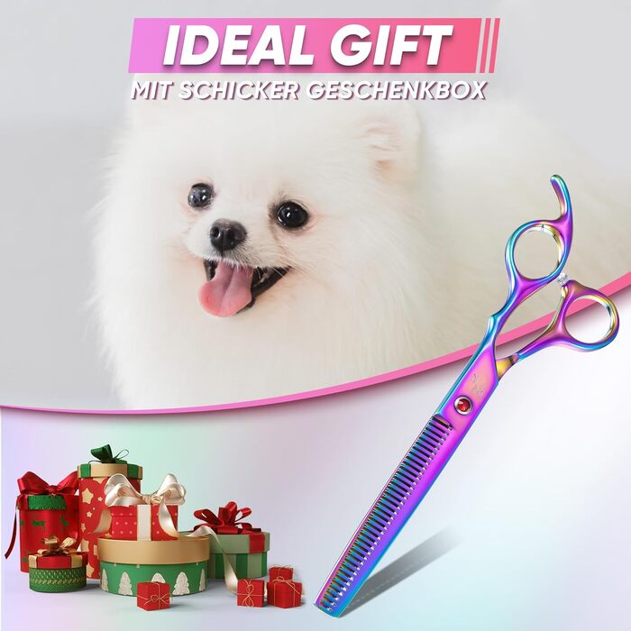 Професійна ножиця для грумінгу собак Chunker, ножиці для розрідження шерсті, нержавіюча сталь 440C, кольорова (Rainbow-thinning)