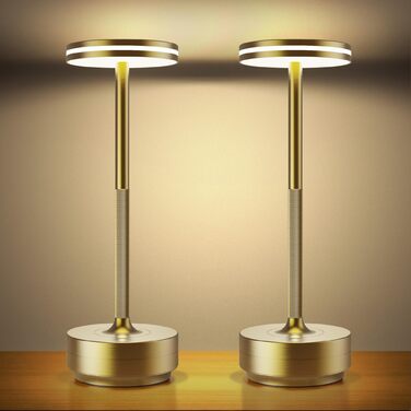 Світлодіодна настільна лампа Hapfish акумуляторна бездротова, 5000mAh, з димером, 3 режими кольору, водонепроникна IP54 (бронза, 2 шт.) для столу, нічника, вулиці