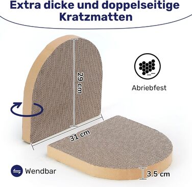 Котячий когтетоп FUKUMARU: диван з картону та фільцу, 61 см, блакитний