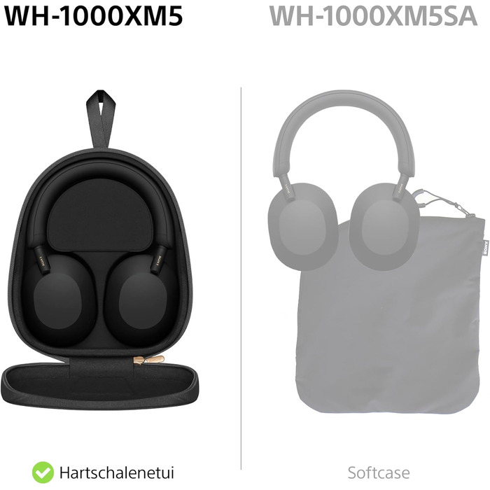 Навушники Sony WH-1000XM5 з шумозаглушенням, Bluetooth, чорні - преміум якість, Hi-Res Audio, до 30 год роботи, з кейсом