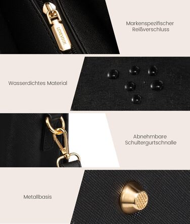 Сумка для ноутбука LOVEVOOK жіноча водонепроникна, сумка для роботи та навчання, бізнес-портфель, 17.3 дюйми, чорний/бежевий/коричневий