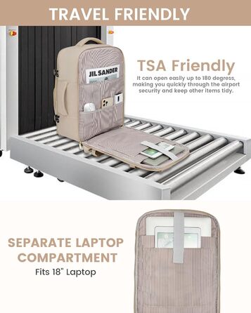 Рюкзак LOVEVOOK для ручної поклажі в літак, 40L, жіночий, водонепроникний, з відділенням для ноутбука 17 дюймів, для подорожей, роботи, хайкінгу, оливково-бежевий
