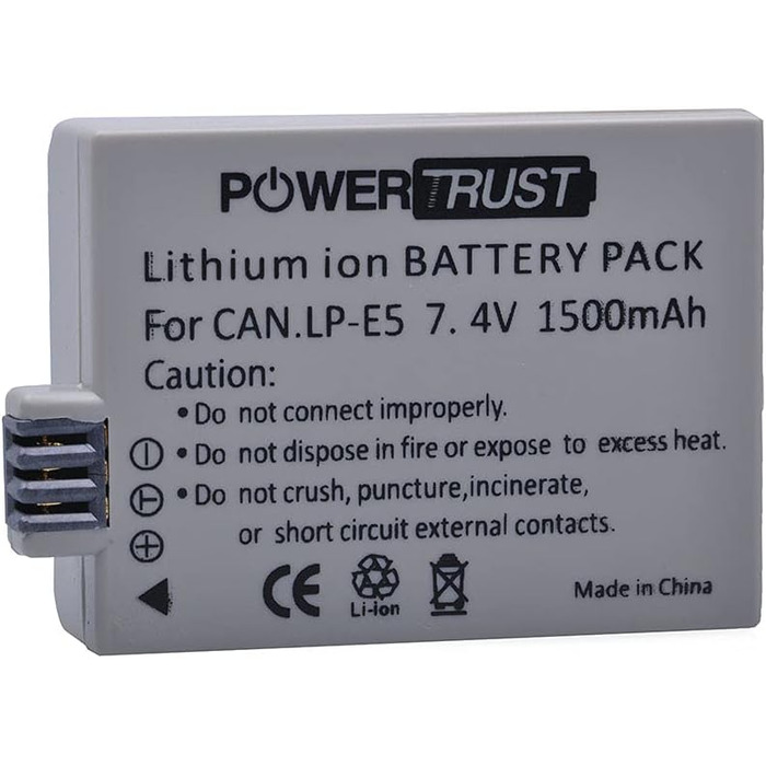 PowerTrust 2 шт. акумулятори LP-E5 та зарядний пристрій для Canon EOS 500D 1000D 450D, Rebel T1i, XS, XSi, KISS F, X3, X2