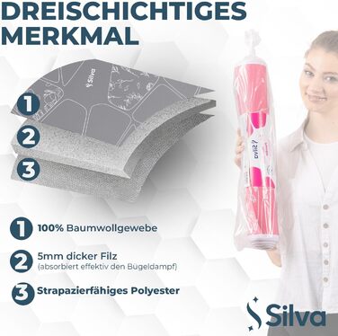 Покриття для прасувальної дошки Silva 140x50 см для парогенератора | 100% бавовна, 5 мм фетр | XL, сірий