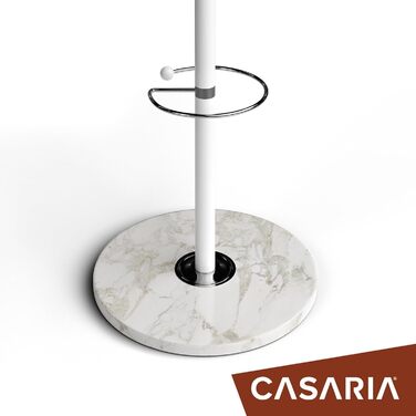 Casaria® Clothes Rack Marble Base Metal 14 Hooks 360° Swivel Stable 37x37x175 cm Entryway Office Coat Rack Clothes Rail Jacket Stand (White, Curved)