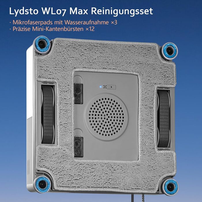 Робот-мийка для вікон Lydsto WL07Max з розпилювачем сірий: потужний 8000Pa, 4 режими, ультразвукове очищення кутів, резервуар 110мл