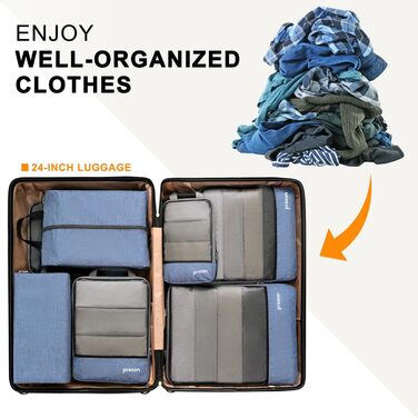 Набір компресійних органайзерів для подорожей (6 шт., блакитний)