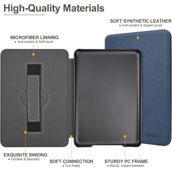 Чохол для Kindle/Kobo/Tolino з підставкою та авто-ввімкненням/вимкненням, блакитний