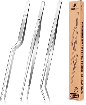 Набір кухонних пінцетів 10 дюймів, професійний, з нержавіючої сталі, для приготування, декорування та BBQ
