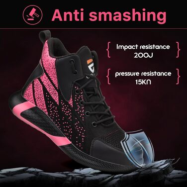 Черевики безпеки унісекс: легкі, дихаючі, з металевим підноском. Робочі черевики спортивного стилю, зелені (37-46 EU). Також доступні рожеві (37 EU)