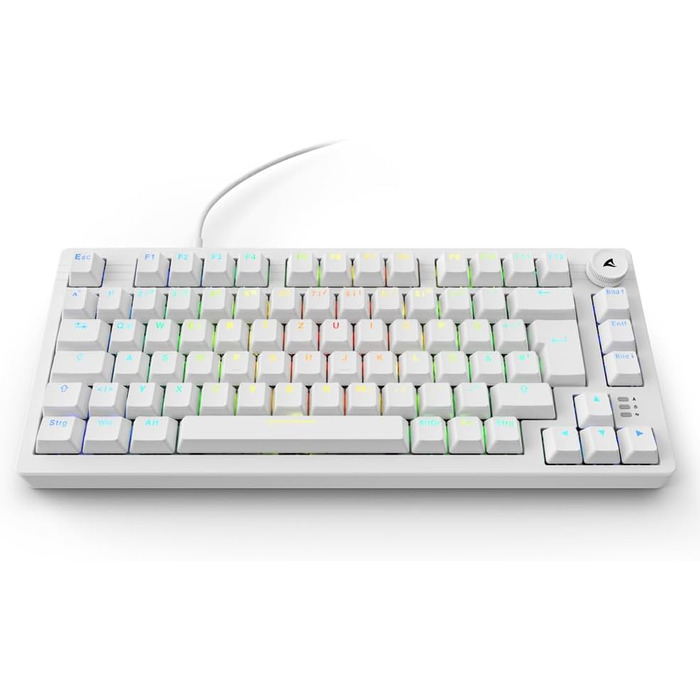 Sharkoon Skiller SGK25 RGB - ігрова клавіатура, 75% layout, Hot Swap, Red Switches, біла