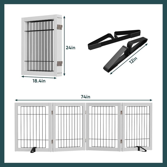 Бамбукове перегородка для тварин Semiocthome з 2 стійками, 61 см, 2 панелі. Безпечний загороджувальний забір для собак та котів, для дому та сходів.