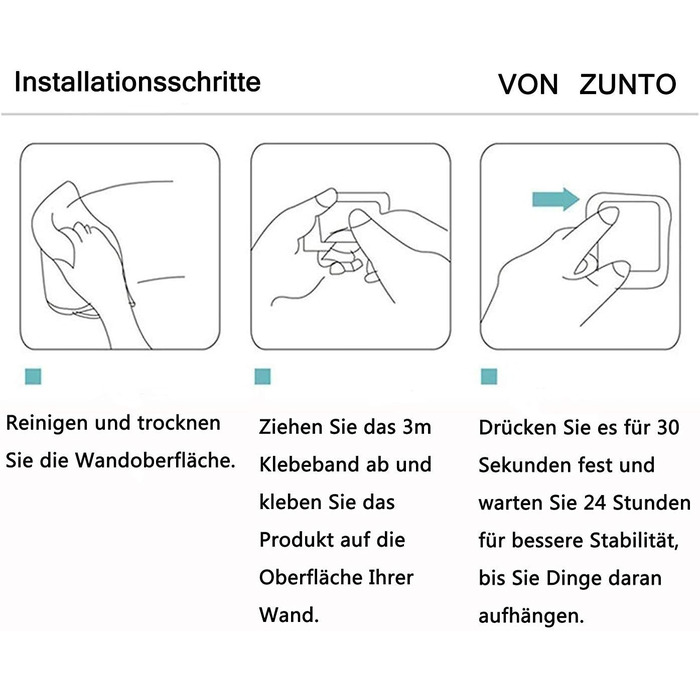 Тримач для рушників ZUNTO без свердління, самоклеючий, з нержавіючої сталі, 40 см, срібний