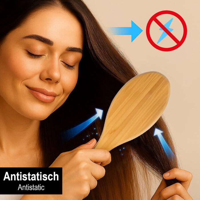 Набір з 2 бамбукових гребінців з натуральною щетиною - екологічні гребінці для жінок, чоловіків та дітей - для масажу шкіри голови та здорового волосся (гребінець-щітка/гребінець)