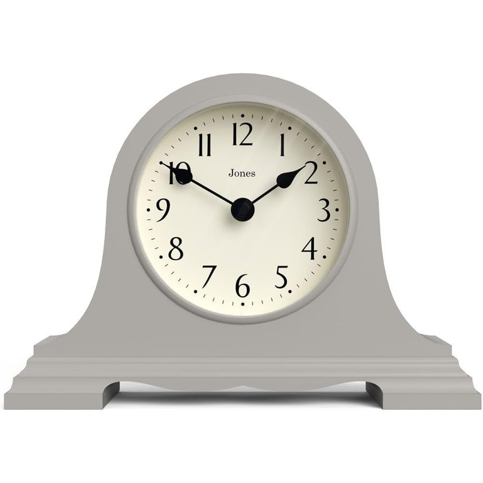 JONES CLOCKS® Speakeasy Table Clock | Classic Napoleon Hat Design | Gray | Contemporary classic style for desk, table, shelf, or bedside table