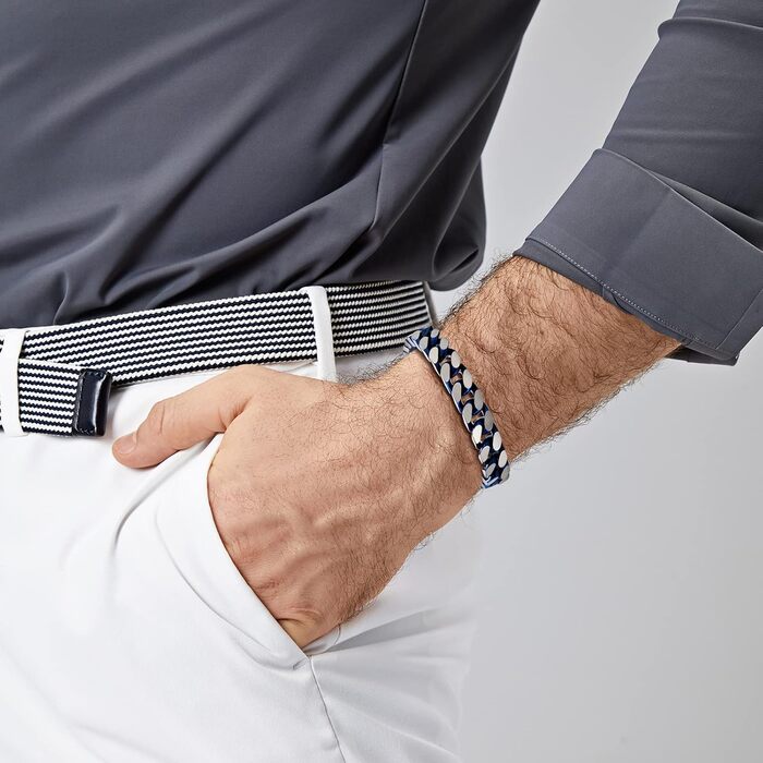 Чоловічий браслет Lucky2+7 з ланцюжком у стилі Куба, срібно-чорний, з нержавіючої сталі