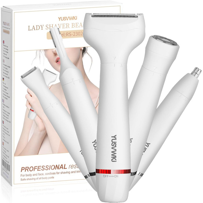 Електричний жіночий триммер 5-в-1 для бікіні, обличчя, ніг та під пахвами. Бездротовий, вологостійкий, з USB-зарядкою