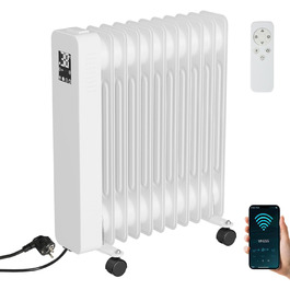 Електричний конвектор Daromigo 2000W з термостатом та Wi-Fi, IP24, настінний, інфрачервоний, чорний, енергозберігаючий