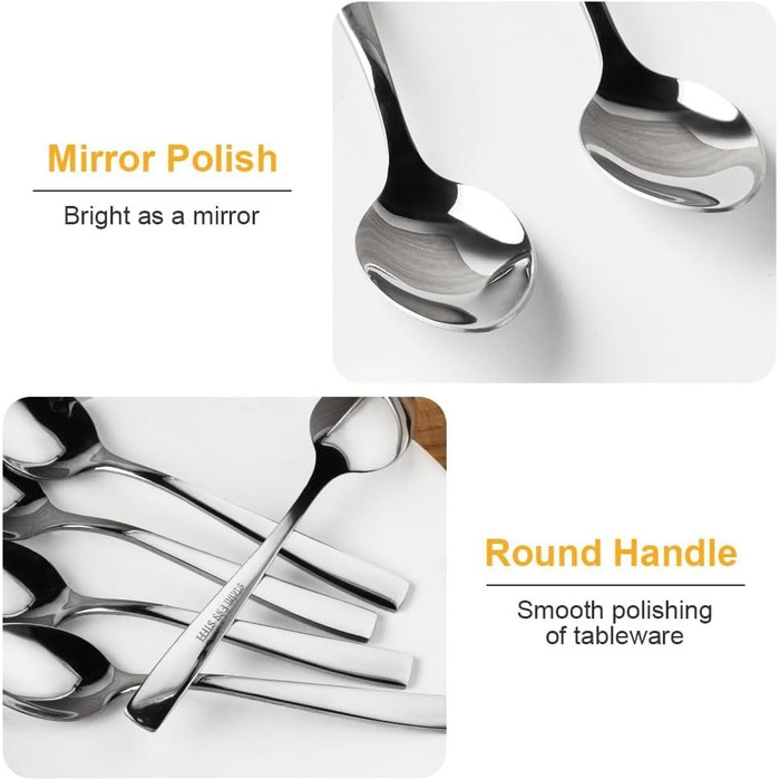 Набір ложок для лате макіато, 8 шт., 24 см, нержавіюча сталь, для десертів, кави, молочних коктейлів, миючі в посудомийній машині