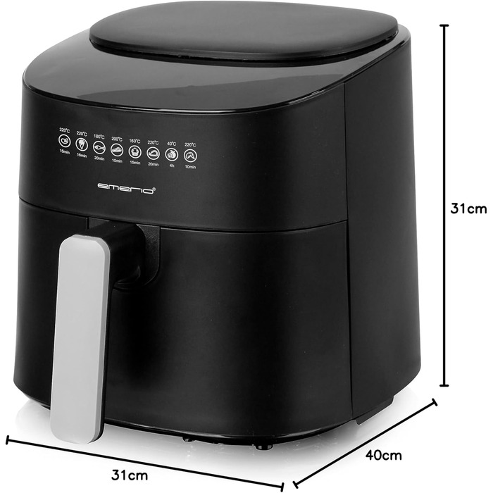 Цифрова аерофритюрниця Emerio 4.5 л, без олії, 8 програм, 1300 Вт, BPA Free, швидкий нагрів