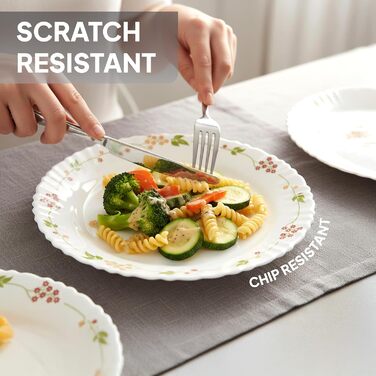 Cello Opalware Dazzle Серія Secret Garden: Набір посуду на 35 позицій | Столовий сервіс з опалу | Білий посуд для 6 осіб