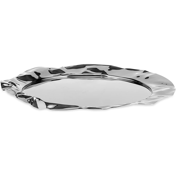 Alessi 90039 Round Tray, Stainless Steel, Silver, 7 x 44.5 x 14.5 cm, Units, 1.0