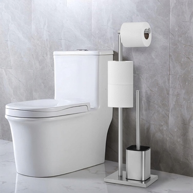 Підставка-тримач для туалетного паперу та йоржика для унітазу, срібляста, нержавіюча сталь, стиль Лофт
