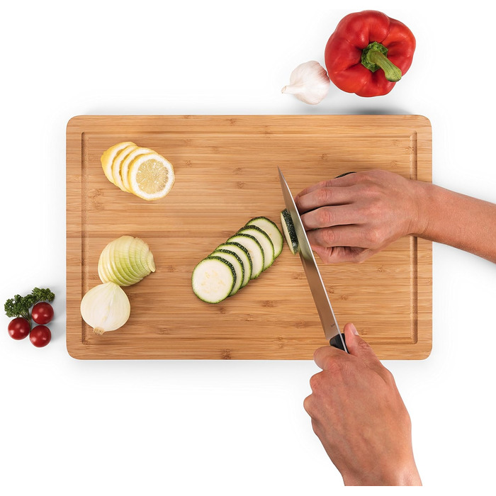 Blumtal Bamboo Cutting Board Wood made from 100% Bamboo XXL - 2cm thick wood board antibacterial - solid cutting board with juice groove - wooden cutting board 45x30x2cm - alternative to plastic cutting board