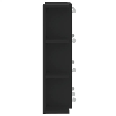 Шафа у ванну кімнату з дзеркалом та LED-підсвіткою, чорна, 70x16,5x60 см
