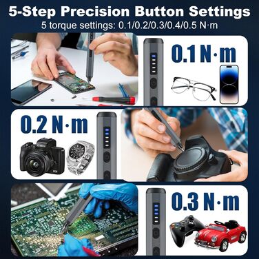 Набір інструментів для ювеліра та ремонту техніки Feinmechaniker, 52 в 1, з магнітним викруткою, 5 передач, регулювання моменту, для iPhone, iPad, Macbook, комп'ютерів, Switch, PS4, PS5, окулярів, годинників