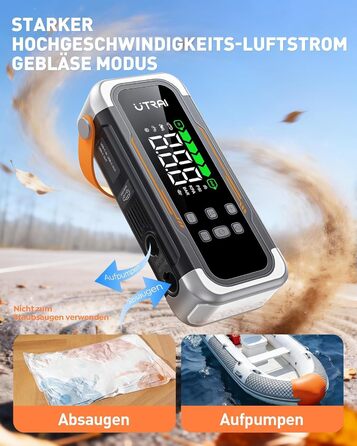 Powerbank для авто UTRAI 6000A з пусковим струмом, компресором та PD 30W – для бензин/дизель (до 10л)