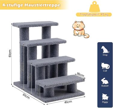 Сходинка для тварин GOPLUS: дерев'яна драбина-сходинка для котів та собак, котячий будиночок, кігтеточка, сірий колір