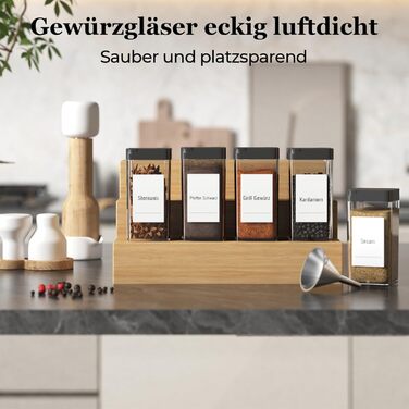 Набір баночок для спецій кутовий 12 шт. по 120 мл з кришкою, чорний