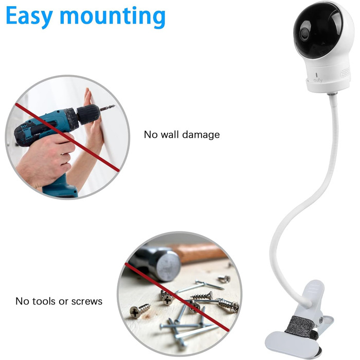 Дитячий відеоняня HOLACA з кріпленням для eufy Security SpaceView, Spaceview Pro та Spaceview S, 5-дюймовий LCD-дисплей, кріплення-затискач