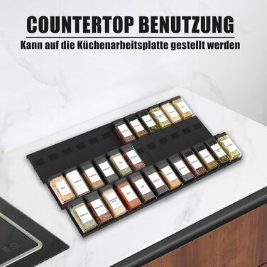 Організатор для спецій Famhap, 24 шт. - полиці для спецій у ящик, чорний | Організатор спецій для кухні