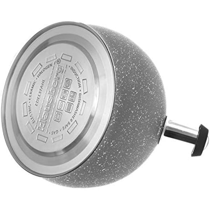 Чайник для води Klausberg з нержавіючої сталі з свистком, 2 літри, сірий (KB-7320)