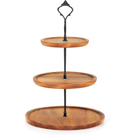 Дерев'яний етажерка для тістечок та капкейків E-ROOM TREND | 1 ярус | з дубовим цоколем | для вечірок та чаю