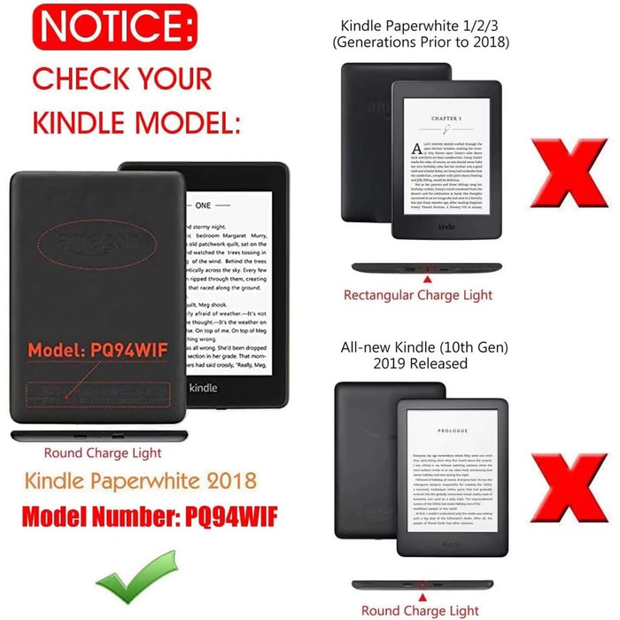Чохол MOKASE для Kindle Paperwhite 10 (2018) Orange, тканина, з авто-вимкненням, PQ94WIF