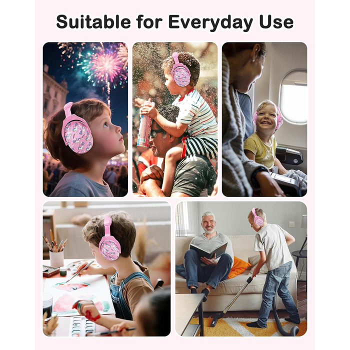 Навушники шумоізоляційні для дітей ZOHAN 030, 3-18 років, для дітей з аутизмом, для школи та концертів, рожевий єдиноріг