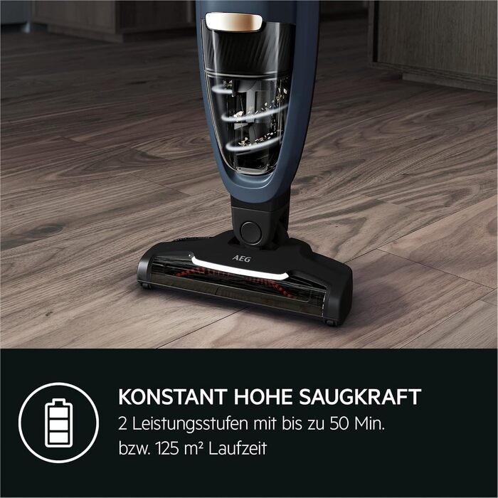 AEG QX7-1-I360 Cordless Vacuum Cleaner / Bagless Vacuum Cleaner / Quiet / Cordless Handheld Vacuum / 50 min Run Time / Lightweight / Hard Floors / 2in1 / Pet Hair / Dog / Cat / Carpet / Car / Blue