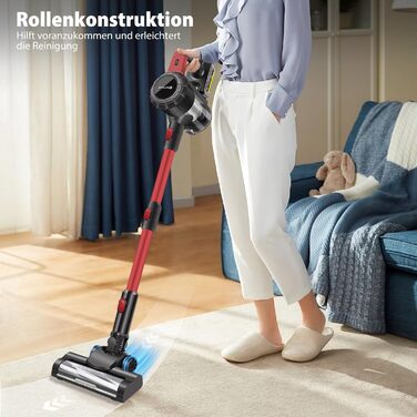 Бездротовий акумуляторний пилосос 45000 Па / 500 Вт / 40 хв, вертикальний пилосос для дому, видалення шерсті тварин з антизаплутуючою насадкою, легкий, з док-станцією для зарядки, тихий, для шерсті тварин, килима, твердої підлоги, авто