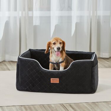 Автокрісло для собак VEVOR, чорне, велике (до 25 кг) з підсклянником та безпечною шлейкою