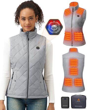 Жіночі грілки Heizwete з акумулятором 16000mAh 7,4V - 9 зон нагріву, 3 температурні режими, для активного відпочинку (сірий, S)