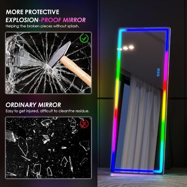 Дзеркало для тіла LVSOMT з підсвічуванням, настінне, LED, 120x40 см, для спальні, подарунок, білий